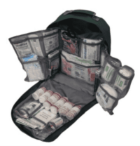 Backpack first aid kit open