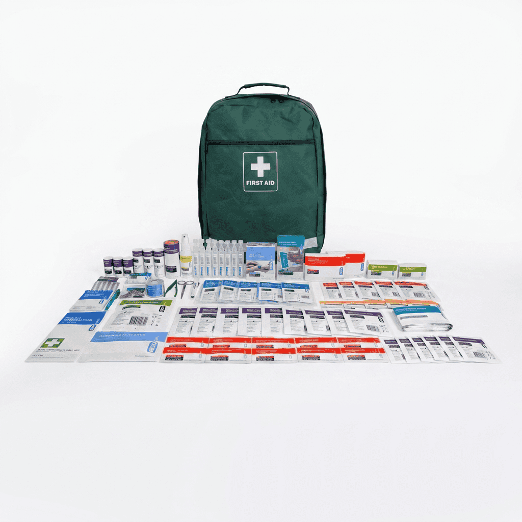 Backpack first aid kit with supplies